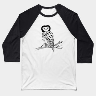 Boho Heart Owl Black Tattoo Style Bird Baseball T-Shirt